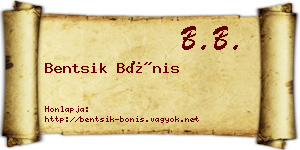 Bentsik Bónis névjegykártya